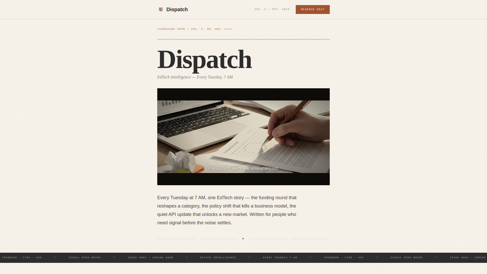 Editorial EdTech Newsletter Landing Page Template