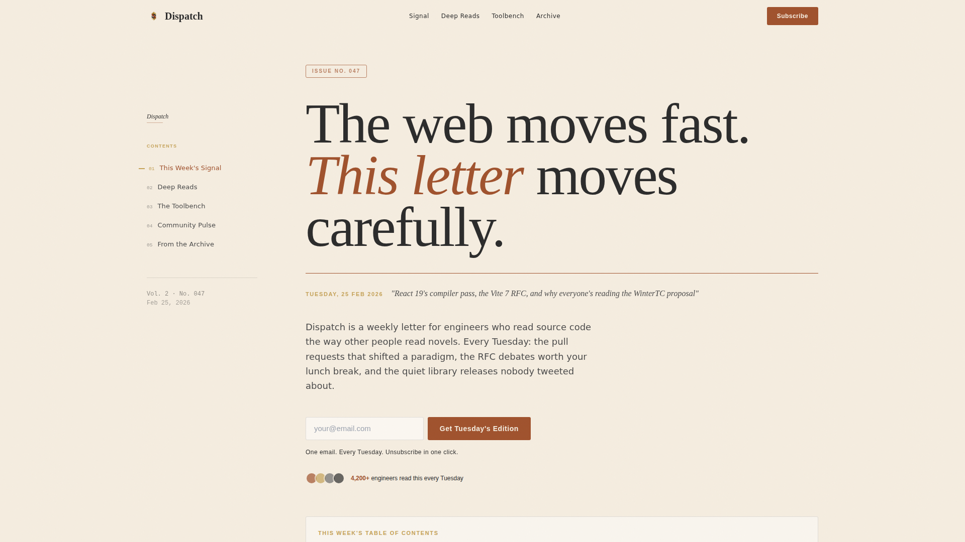 Frontend Newsletter Landing Page Template