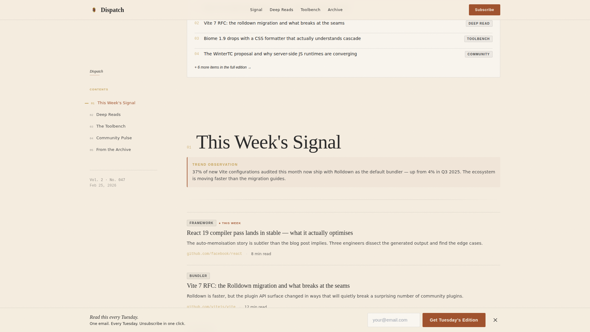 Frontend Newsletter Landing Page Template