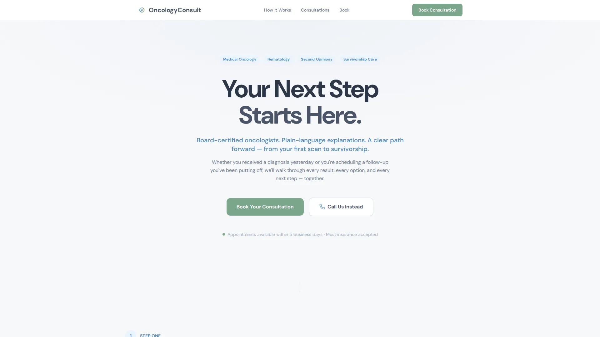 Clarity - Oncology Consultation Landing page Template