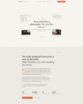 Atelier - Mindful No-Code Landing Page Template