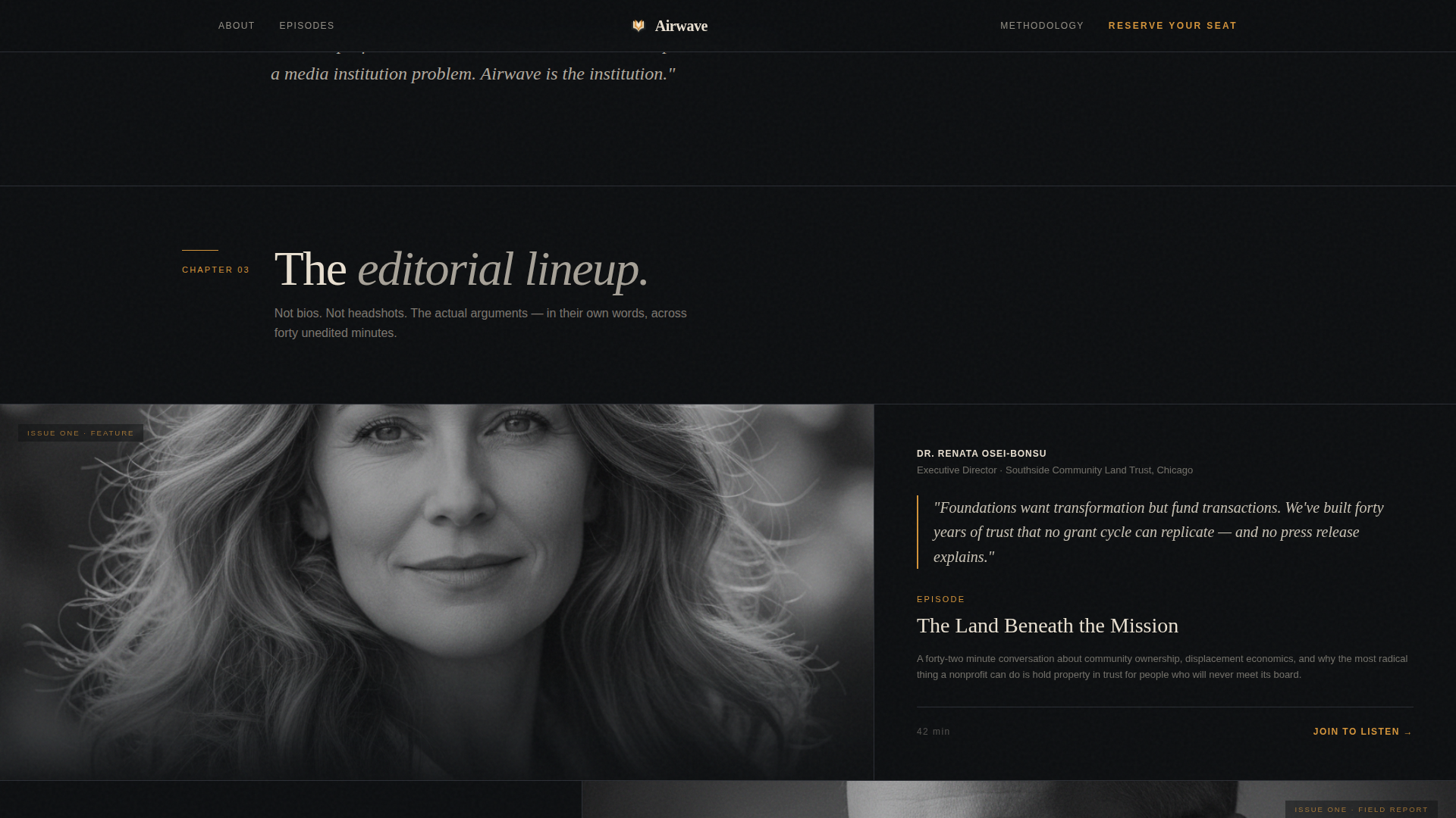 Airwave - Editorial Nonprofit Landing Page Template