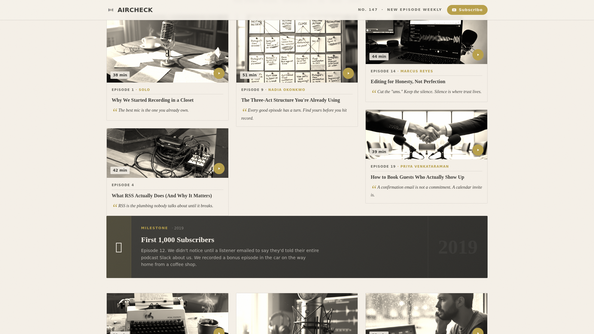 Aircheck - Timeless Podcasting Landing Page Template