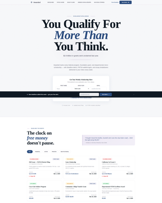 Awarded - Empowering Scholarship Landing Page Template