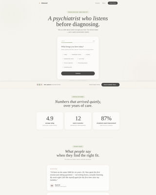 Attuned - Trusted Psychiatrist Landing Page Template