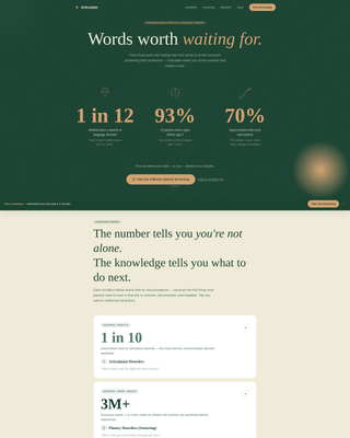 Articulate — Certified Speech-Language Pathology Landing Page Template