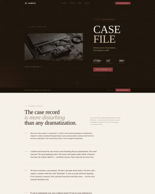 Casefile — Authoritative Investigative Journalism Landing Page Template