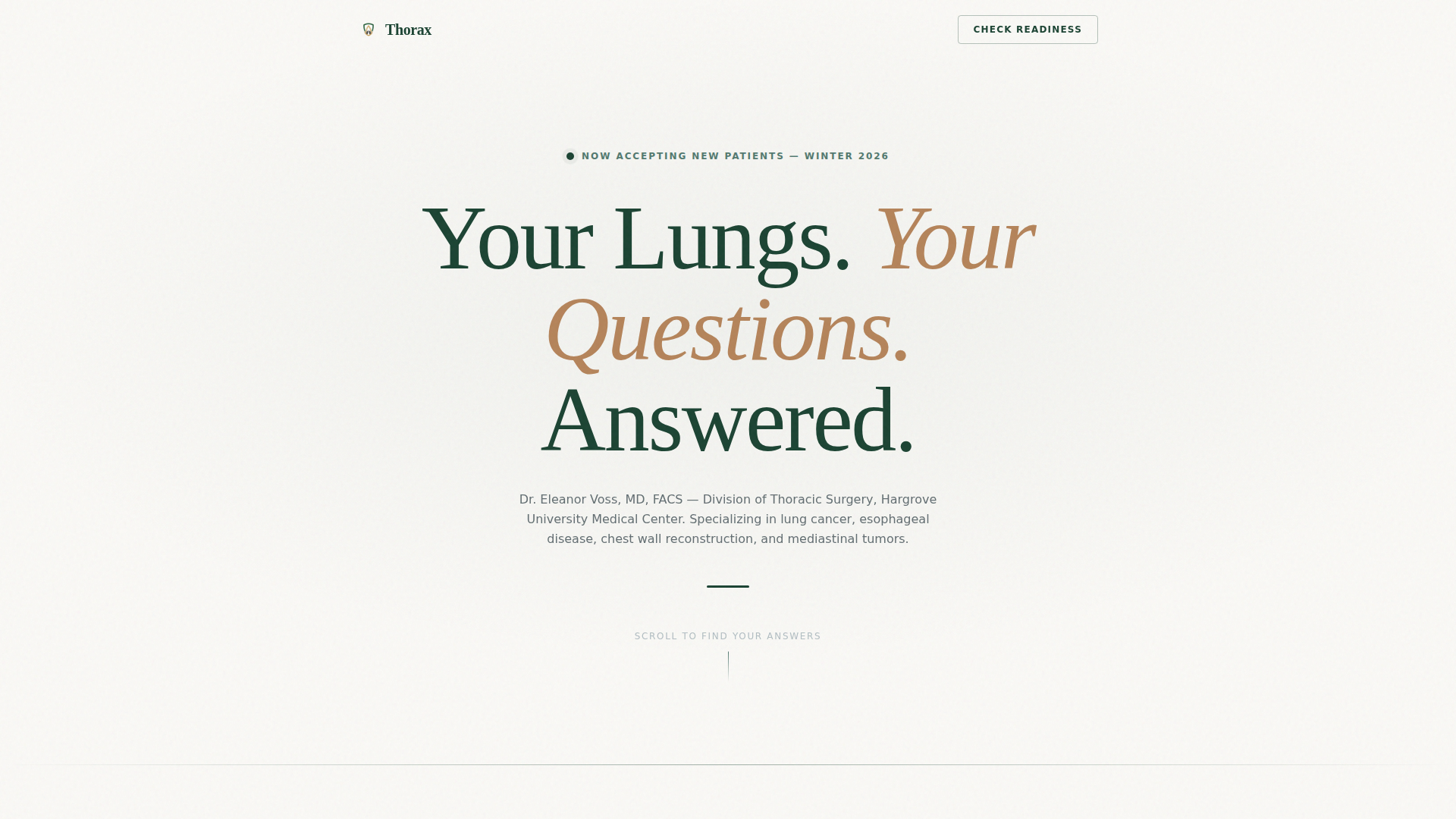 Thoracic Surgeon New Patient Landing Page Template