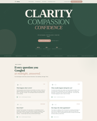 Clarity - Compassionate Mammography Landing Page Template