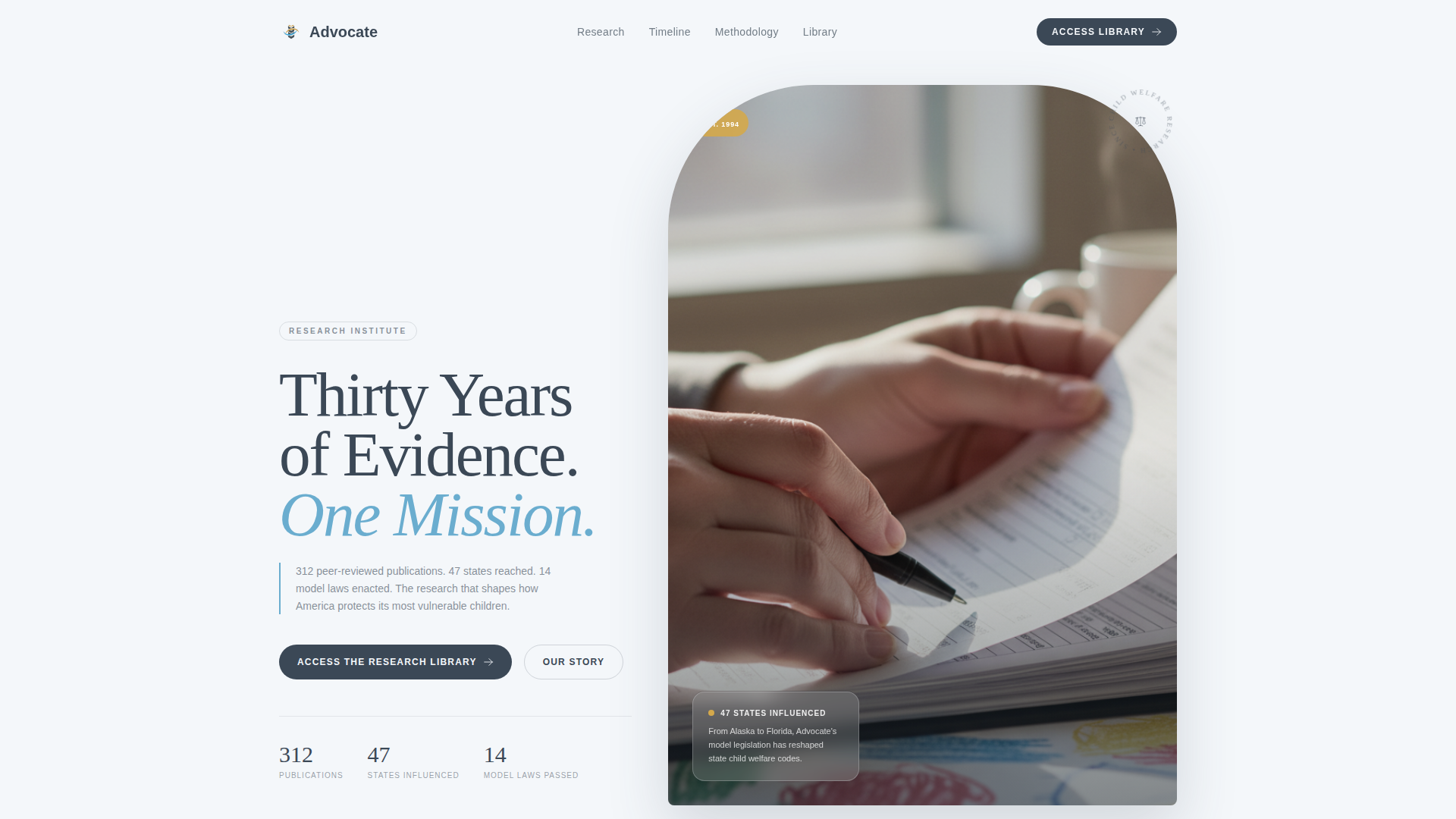 Child Welfare Research & Policy Landing Page Template