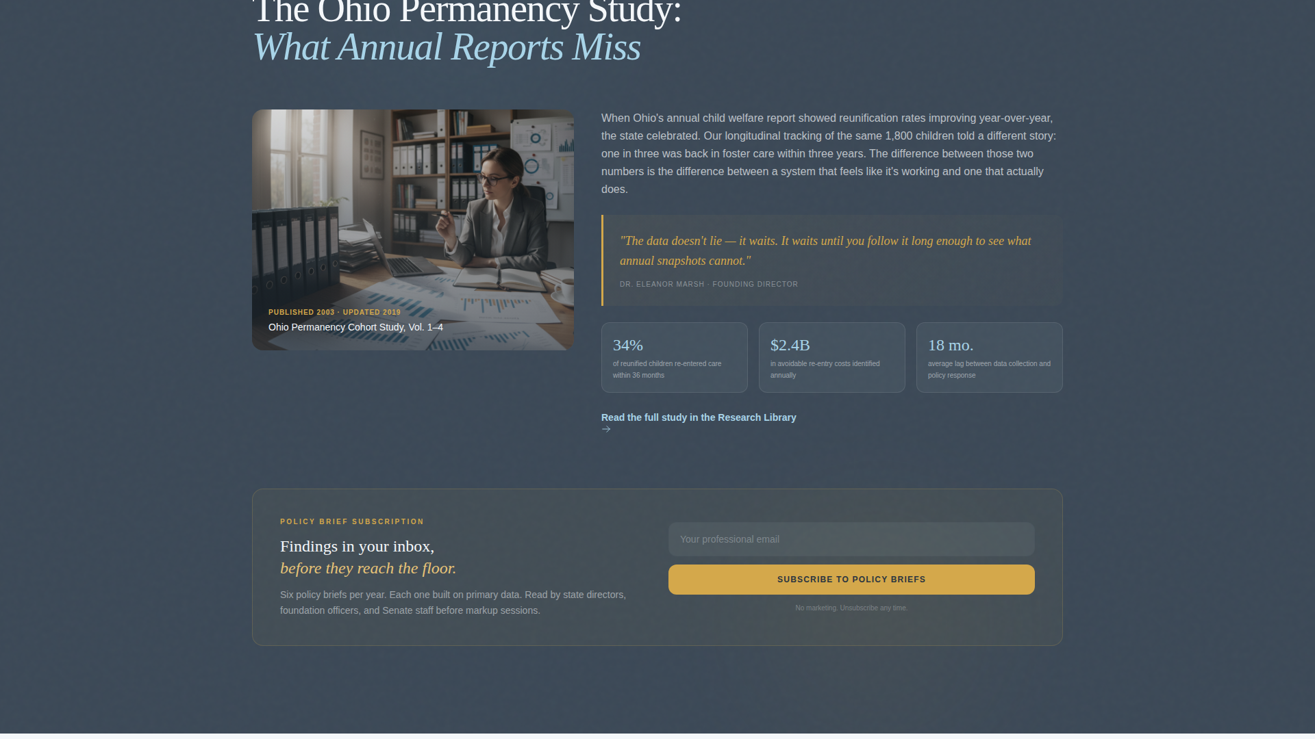 Child Welfare Research & Policy Landing Page Template