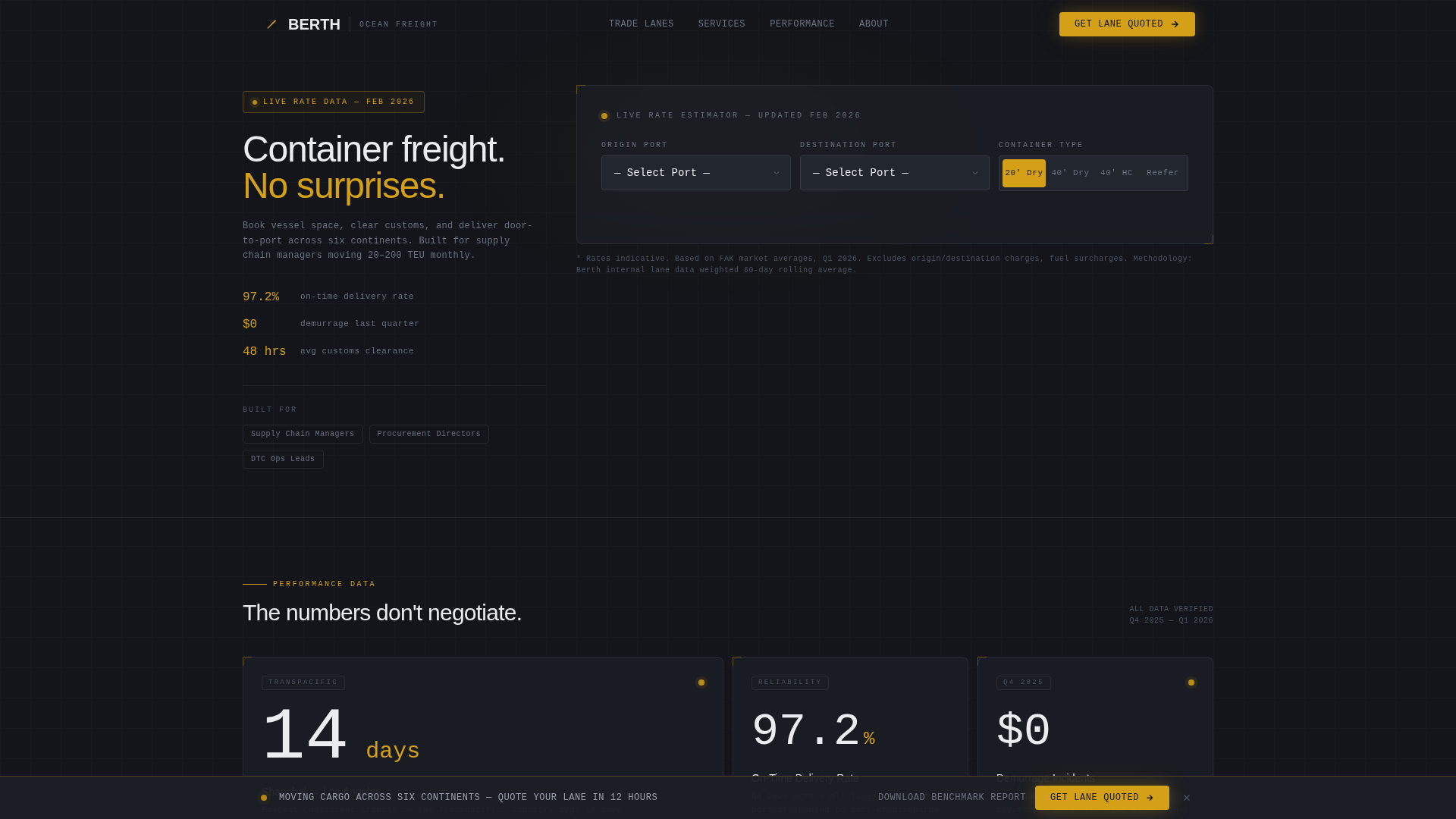 Berth - Precision Oceanfreight Landing Page Template