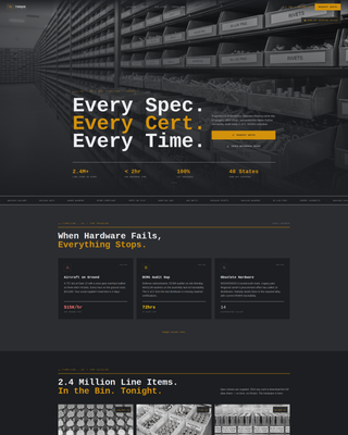 Aerospace Fastener & Hardware Distributor Website Template
