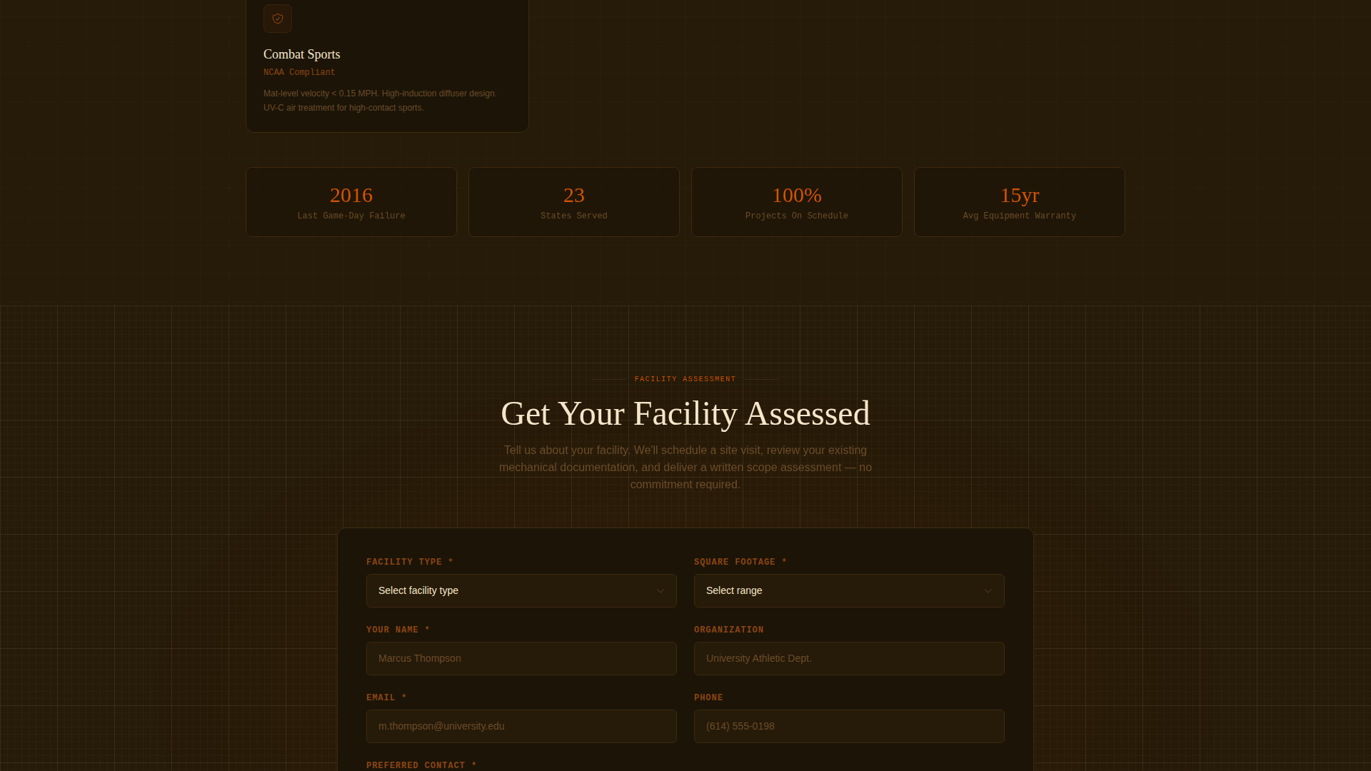 Airflow - Precision Sports Facility Landing Page Template