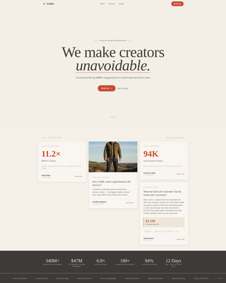 Collab - Powerful Creatorpartnership Landing Page Template