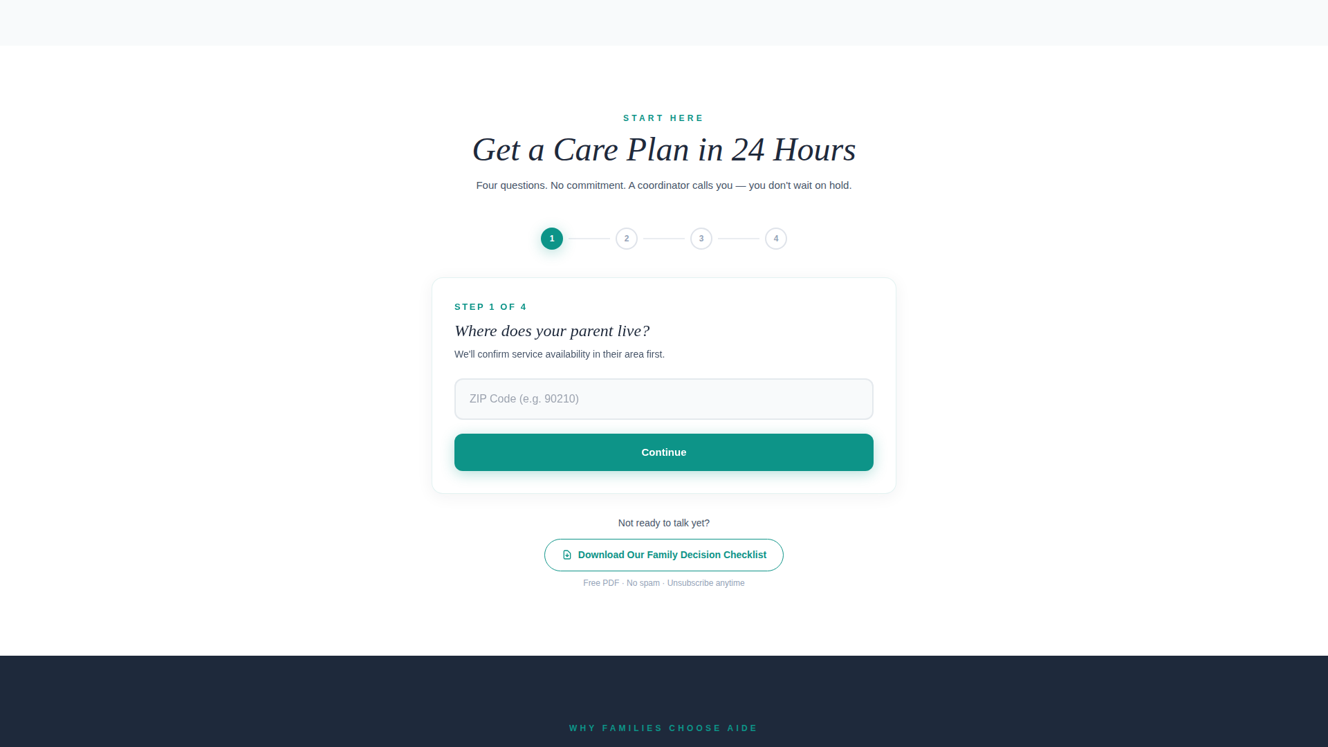 Aide - Trusted Homecare Landing Page Template