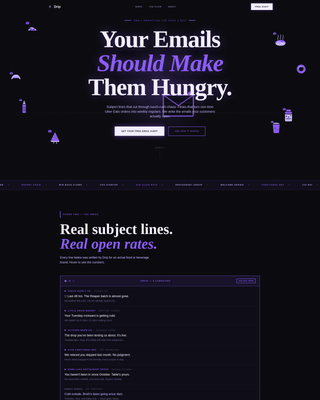 Drip - Electric Food and Beverage Landing Page Template