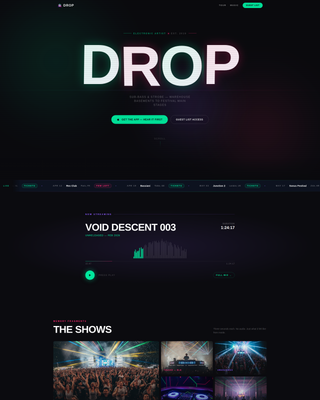Drop - Electric DJ Artist Landing Page Template