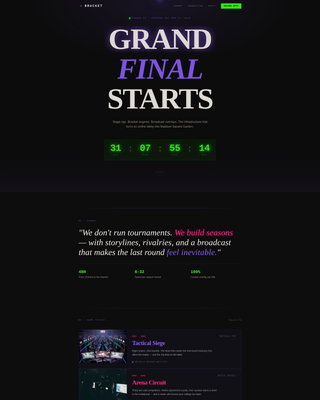 Bracket - Elite Esports Landing Page Template