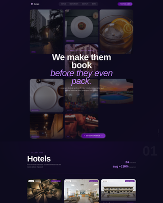 Curate - Stunning Hospitality Landing Page Template