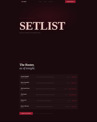 Setlist - Immersive Jazz Landing Page Template