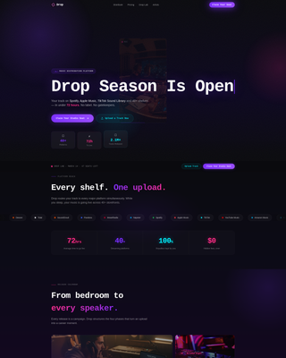 Drop - Electric Musicdistribution Landing Page Template