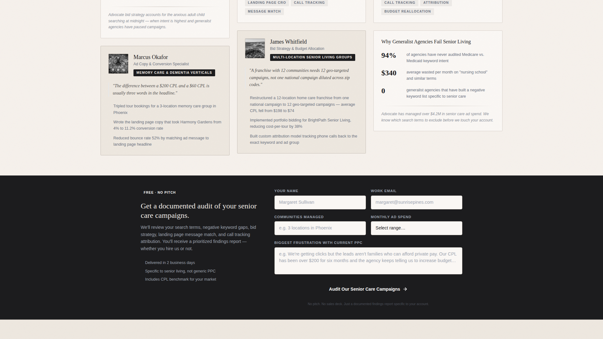 Senior Care Agency Landing Page Template — Proven Results