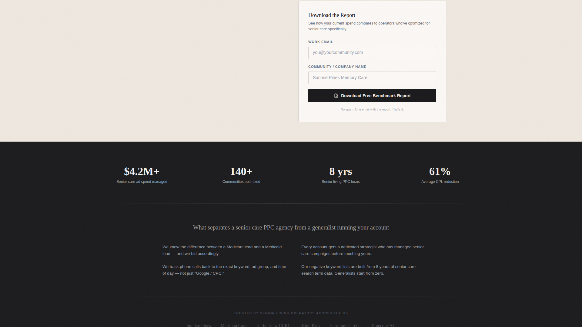 Senior Care Agency Landing Page Template — Proven Results