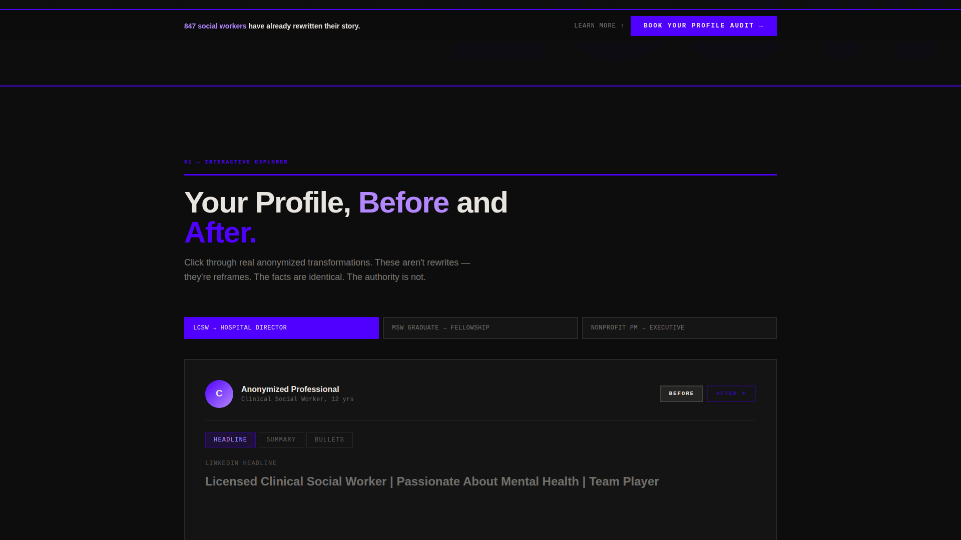 Social Worker Profile Careers Website Template