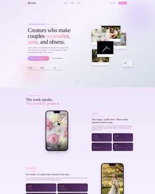 Atelier - Iridescent Wedding Marketing Landing Page Template