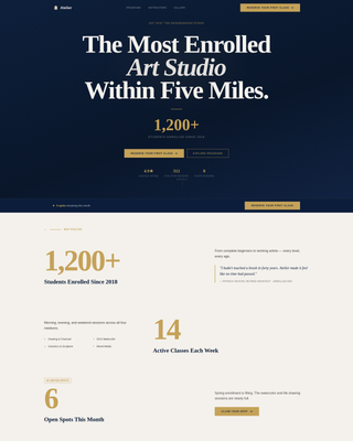 Atelier - Authoritative Artschool Landing Page Template