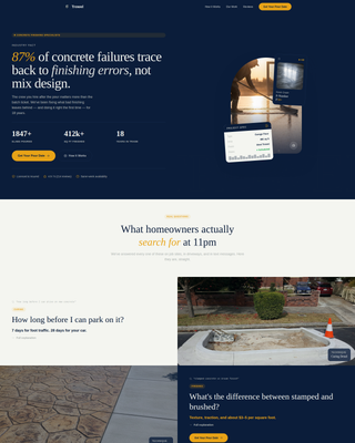 Concrete Finisher Quote Request Landing Page Template