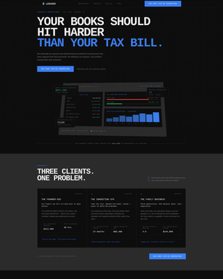 Ledger - Ruthless Accounting Landing Page Template