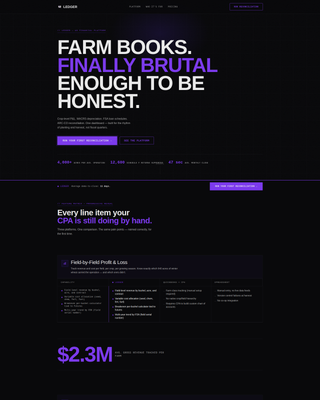 Ledger - Brutal Agriculture Landing Page Template