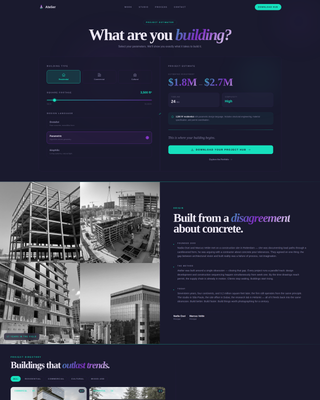 Atelier - Iridescent Architecture Landing Page Template