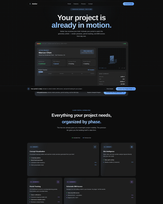 Atelier - Glassmorphic Architecture Landing Page Template
