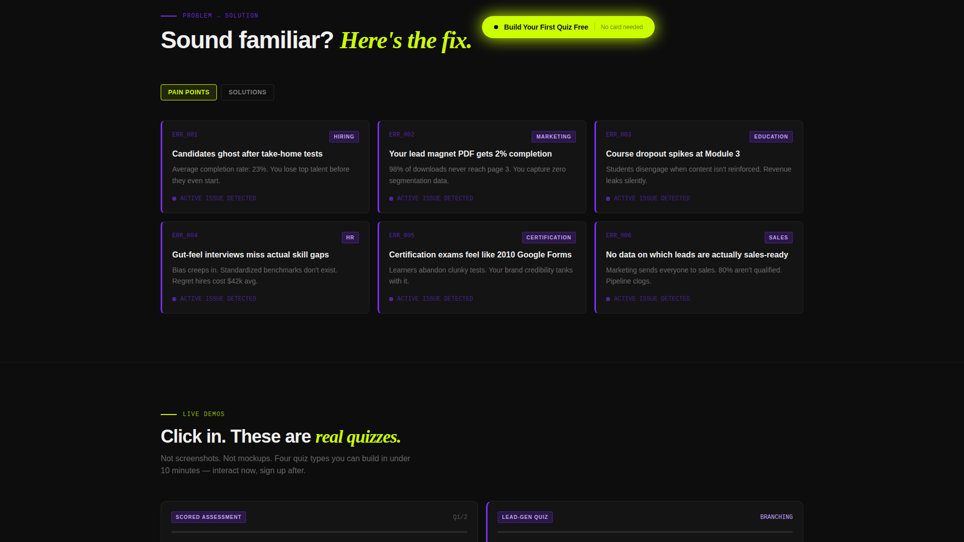 Assess - Powerful Quiz Builder Landing Page Template