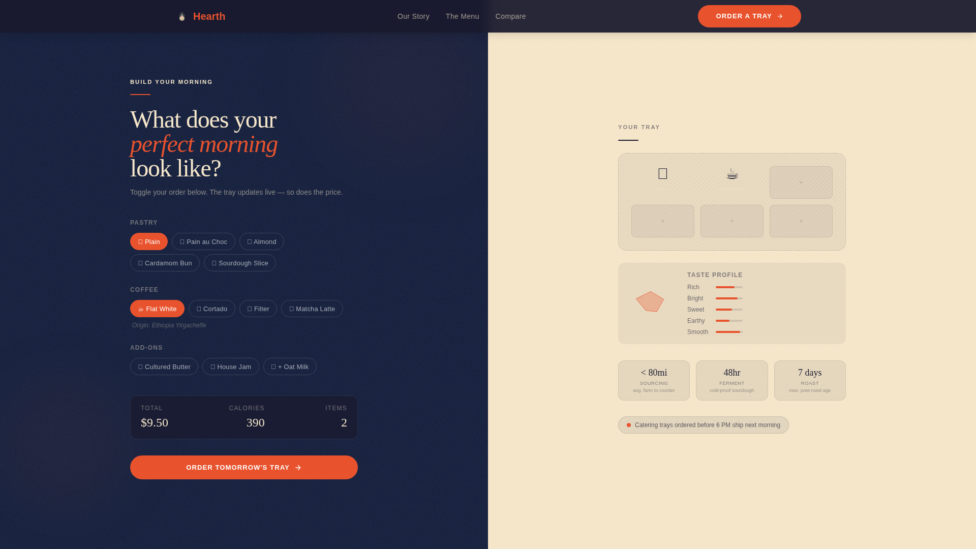Artisan Bakery Landing Page Template | Split Screen