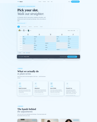 Adjust - Modern Chiropractic Landing Page Template