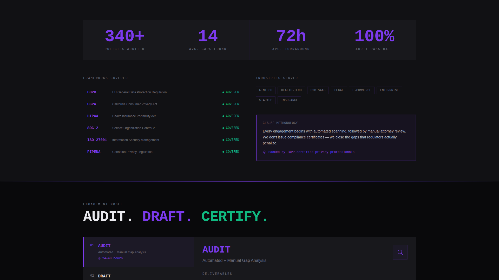 Privacy Policy Consulting & GDPR Grader Website Template