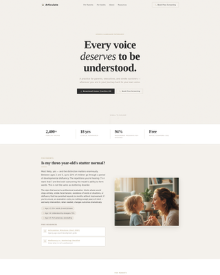 Articulate - Credentialed Speechtherapist Landing Page Template