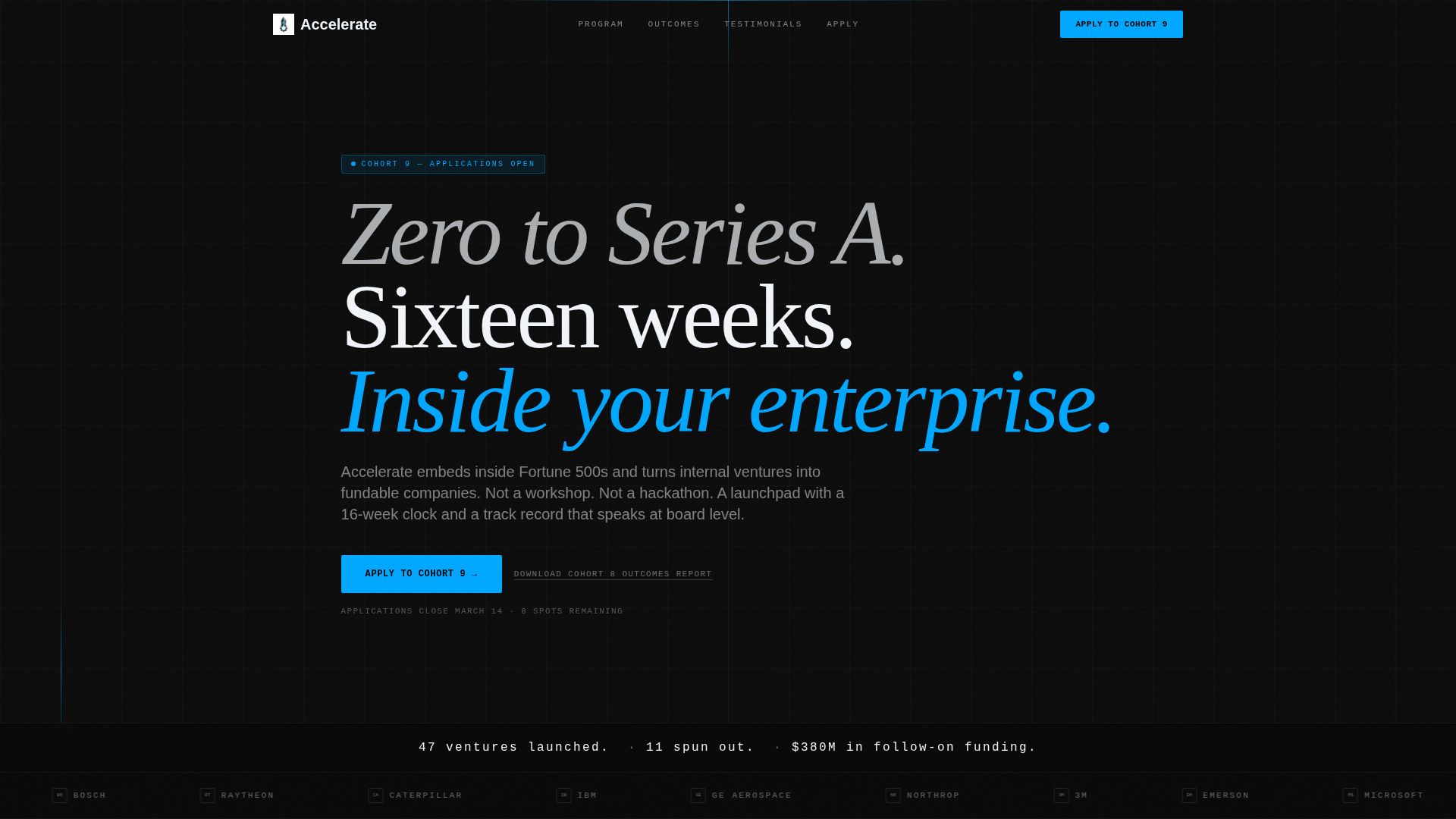Corporate Startup Accelerator Application Conversion Website Template