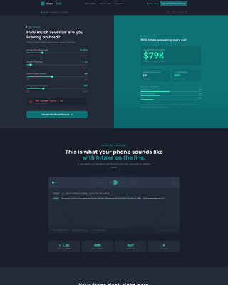 Intake - Powerful DentalAI Landing Page Template