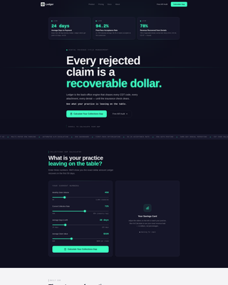 Ledger - Powerful Dental Billing Landing Page Template