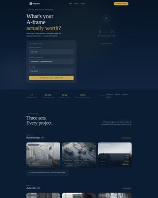 A-Frame House Real Estate Cost Calculator Website Template