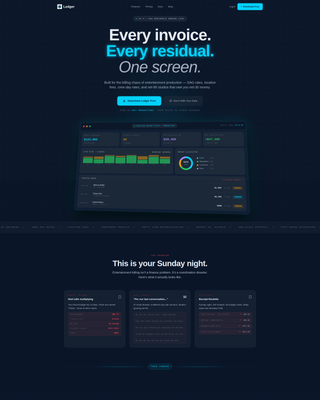 Ledger - Powerful Entertainment Landing Page Template