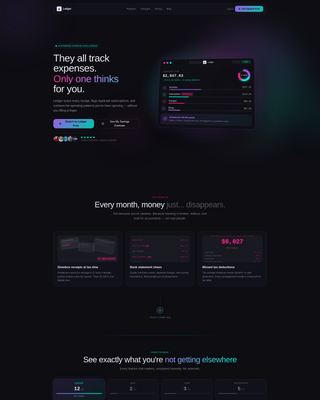 Ledger - Intelligent Expensetracker Landing Page Template