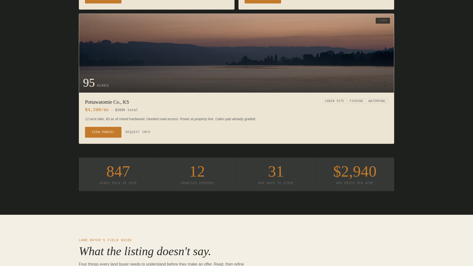 Acreage - Immersive Landbrokerage Landing Page Template