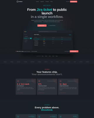 Catalyst - Powerful Feature Announcement Landing Page Template