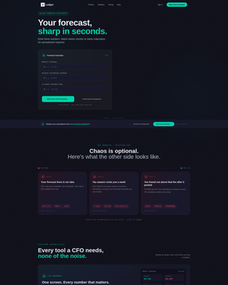 Ledger - Crystalline Fintech Landing Page Template